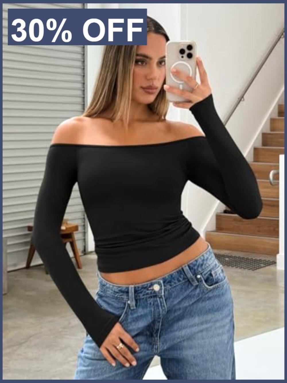 Off Shoulder Long Sleeve Crop Top Y2K Fitted T Shirt Going Out Date Night - Picture 3 of 6
